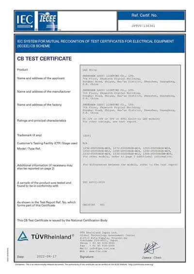 CB Certificate