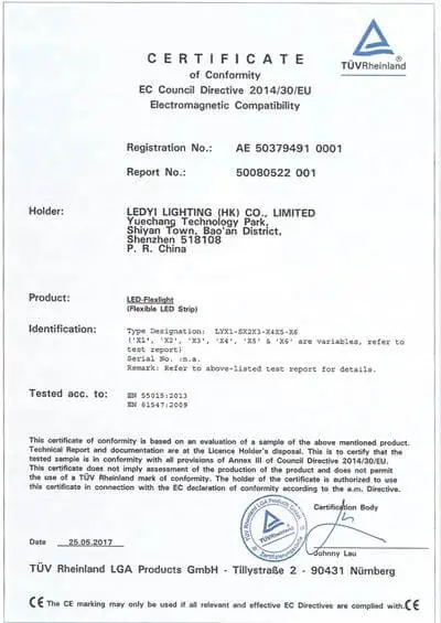 TUV CE EMC Certificate